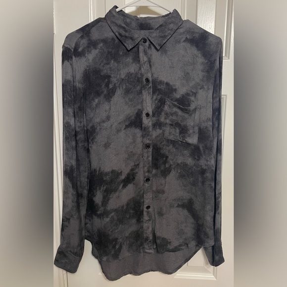 Rails Women’s Hunter Button Down Shirt Small, Charcoal Tie Dye Long Sleeve - Picture 1 of 14